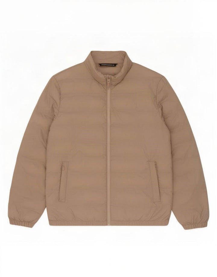 Zara Mens Padded Jacket UK 42 XL Beige Polyester