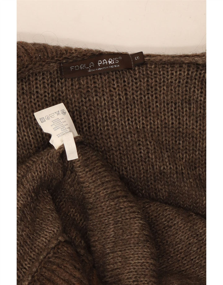 Forla Womens Paris Ruffle Front Cardigan Sweater UK 10 Small Brown