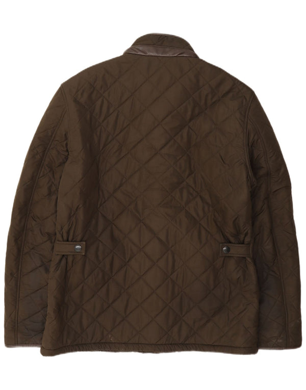 Barbour Mens Quilted Jacket UK 40 Large Khaki Polyester