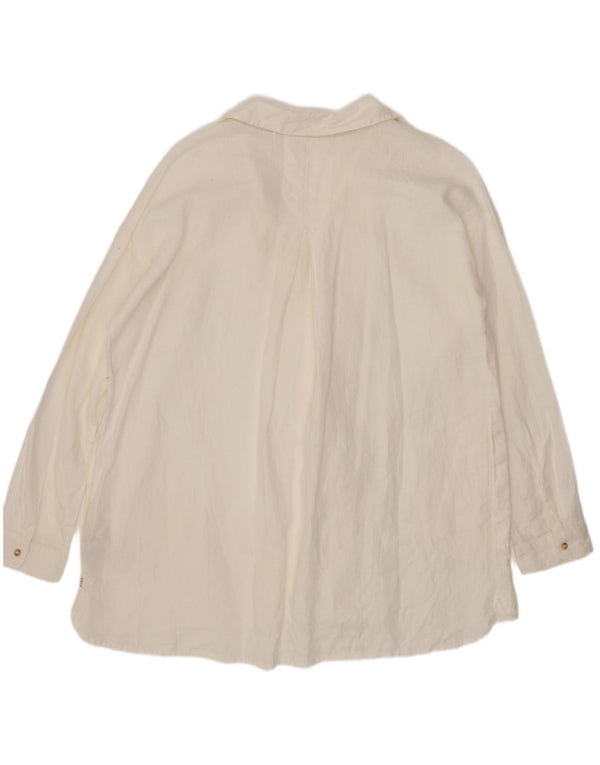 Fat Face Womens Loose Fit Pullover Shirt UK 14 Large White Linen