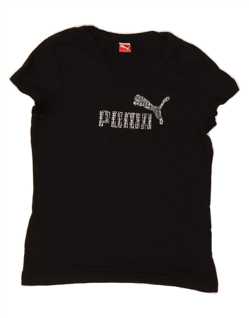 PUMA Womens Graphic T-Shirt Top UK 12 Medium Black Cotton Vintage Puma and Second-Hand Puma from Messina Hembry 