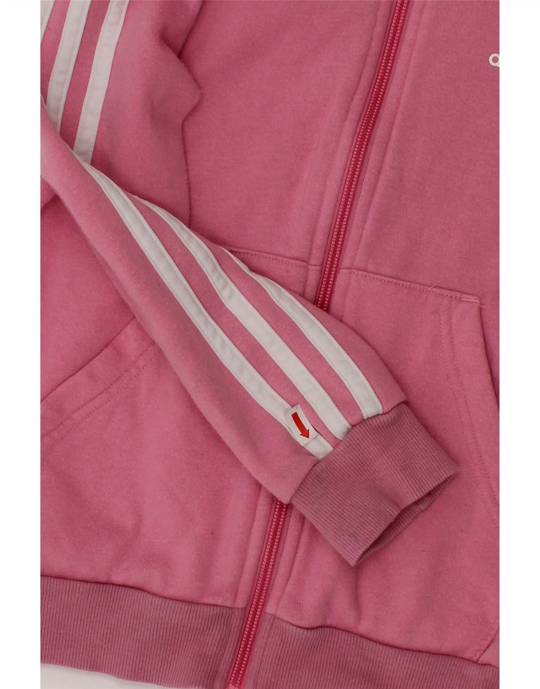 ADIDAS Girls Zip Hoodie Sweater 7-8 Years Pink Cotton