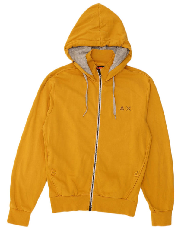 Sun68 Mens Zip Hoodie Sweater Medium Yellow Cotton