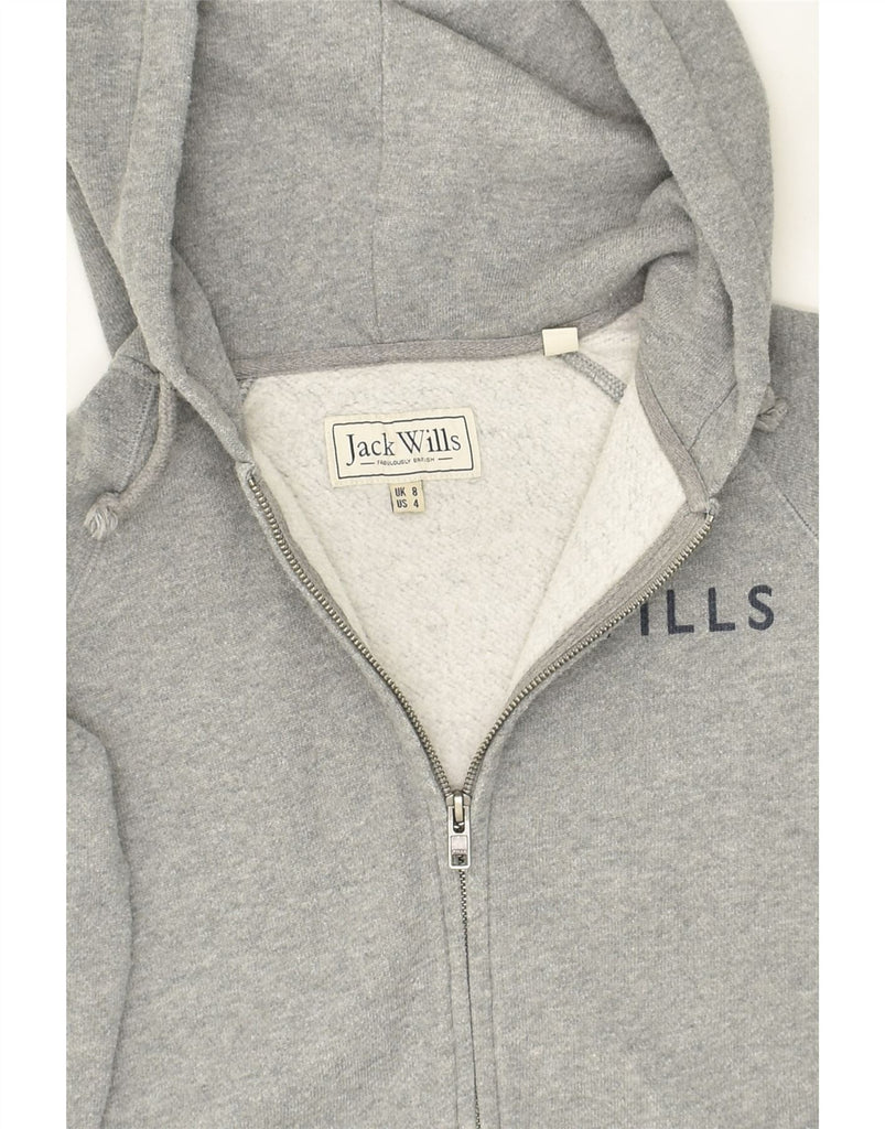 JACK WILLS Womens Zip Hoodie Sweater UK 8 Small Grey Cotton | Vintage Jack Wills | Thrift | Second-Hand Jack Wills | Used Clothing | Messina Hembry 