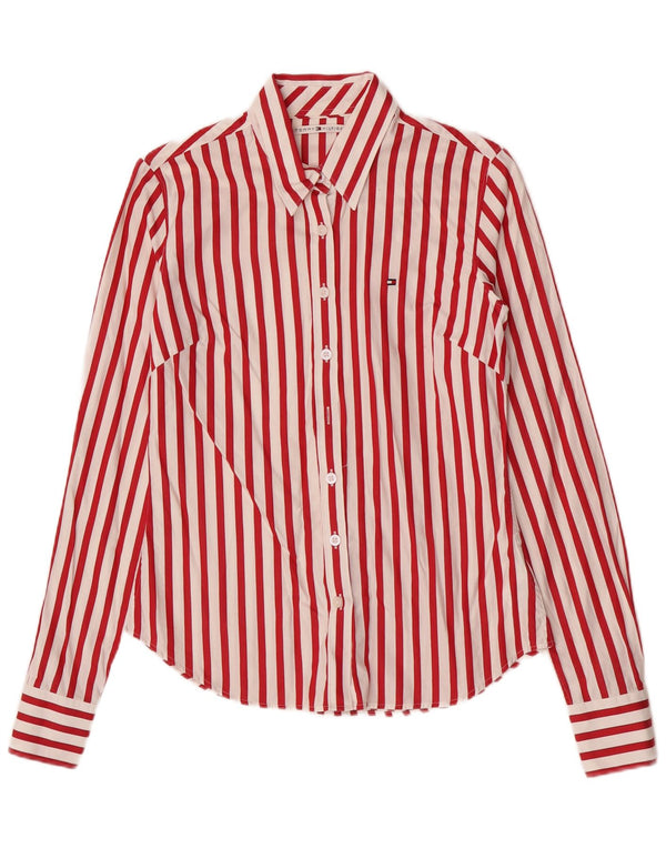 Tommy Hilfiger Womens Shirt US 6 Medium Red Striped Cotton