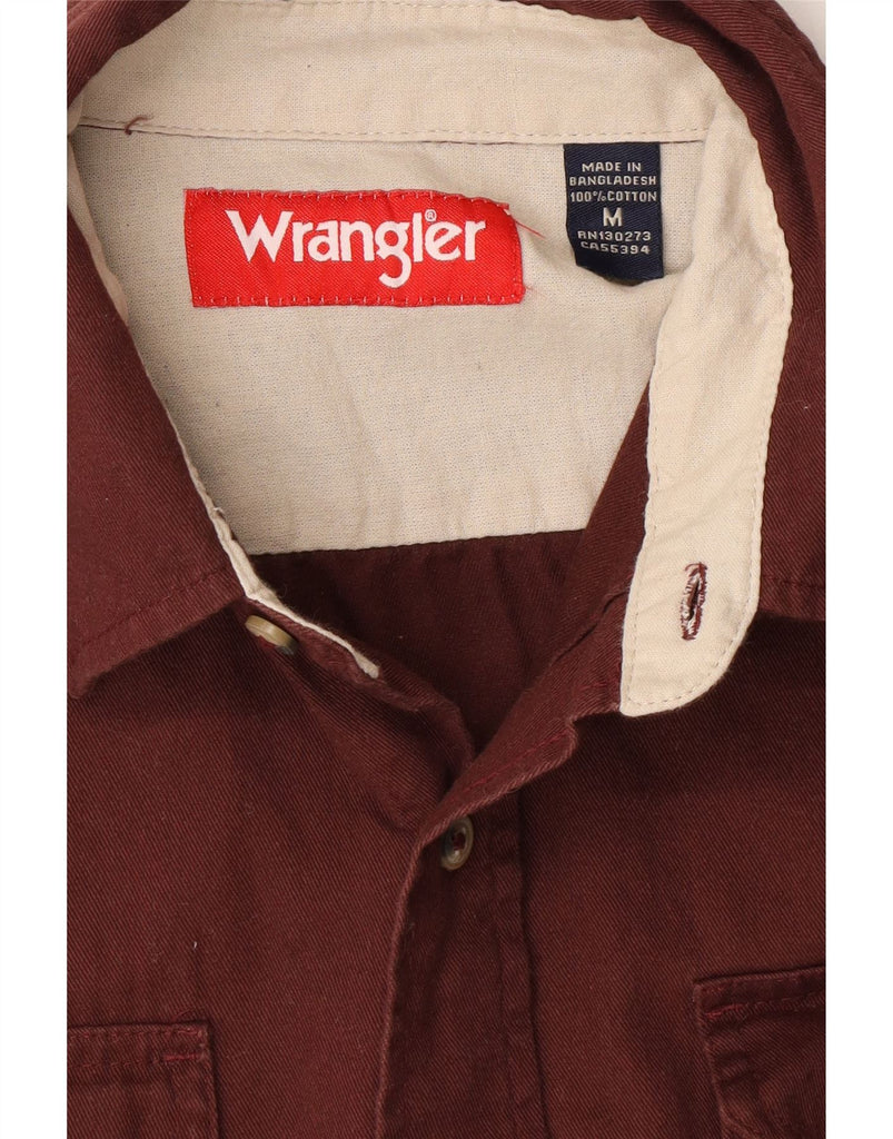 WRANGLER Mens Flannel Shirt Medium Maroon Cotton Vintage Wrangler and Second-Hand Wrangler from Messina Hembry 