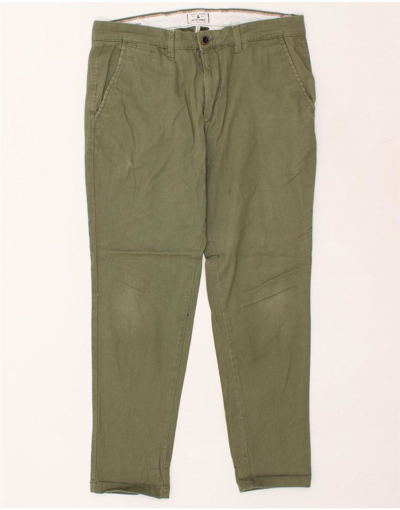 JACK & JONES Mens Slim Chino Trousers W34 L30 Khaki Cotton | Vintage Jack & Jones | Thrift | Second-Hand Jack & Jones | Used Clothing | Messina Hembry 