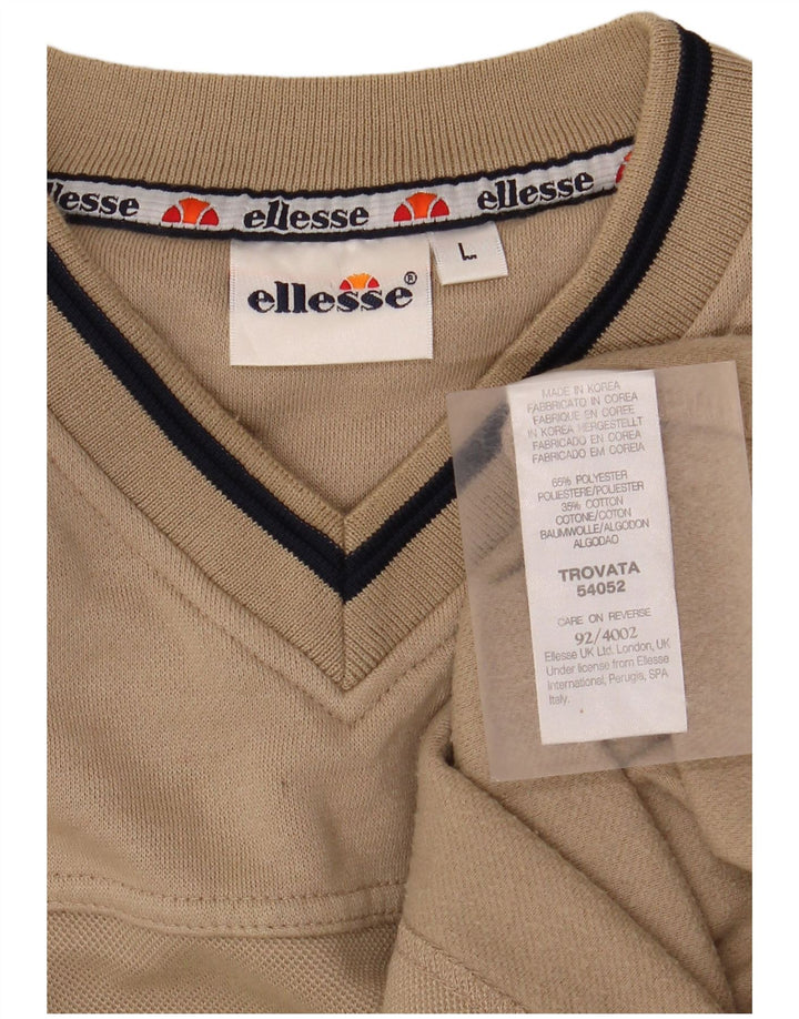 ELLESSE Mens Sweatshirt Jumper Large Beige Polyester