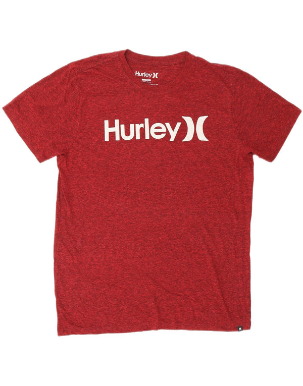 HURLEY Mens Graphic T-Shirt Top Large Red Flecked Polyester