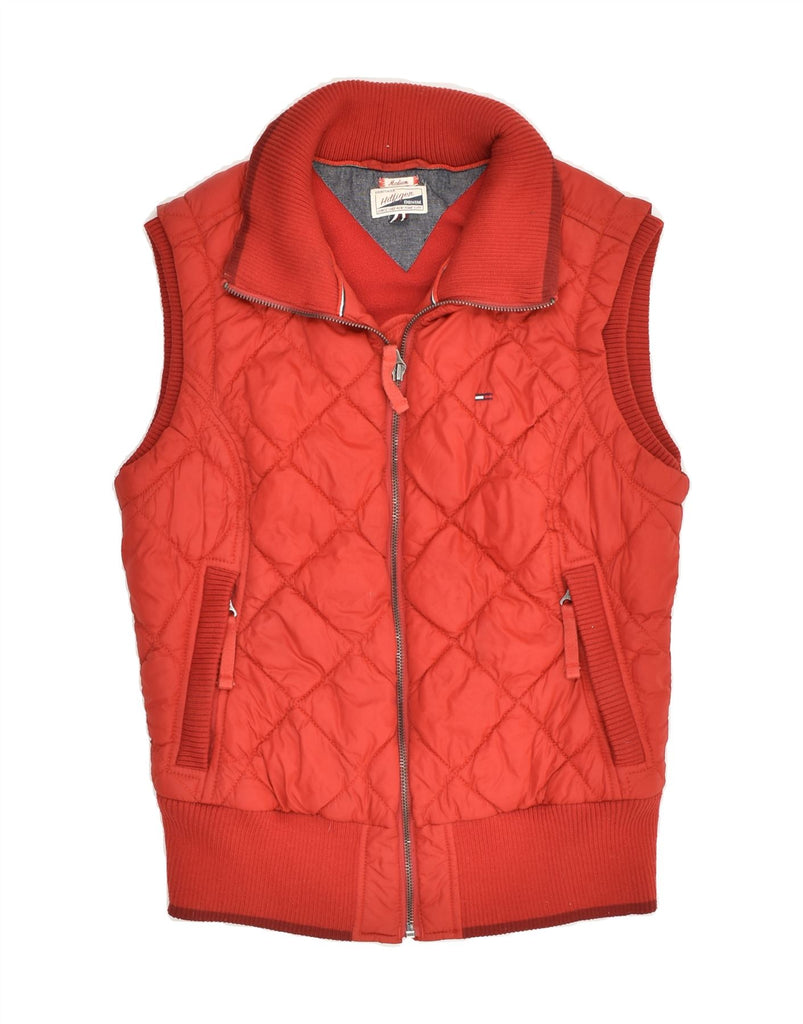 TOMMY HILFIGER Womens Padded Gilet UK 12 Medium Red Polyester | Vintage Tommy Hilfiger | Thrift | Second-Hand Tommy Hilfiger | Used Clothing | Messina Hembry 