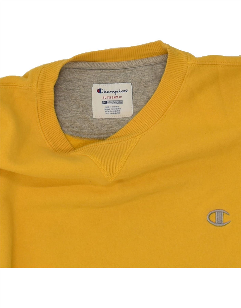 CHAMPION Mens Authentic Sweatshirt Jumper 2XL Yellow Cotton | Vintage Champion | Thrift | Second-Hand Champion | Used Clothing | Messina Hembry 