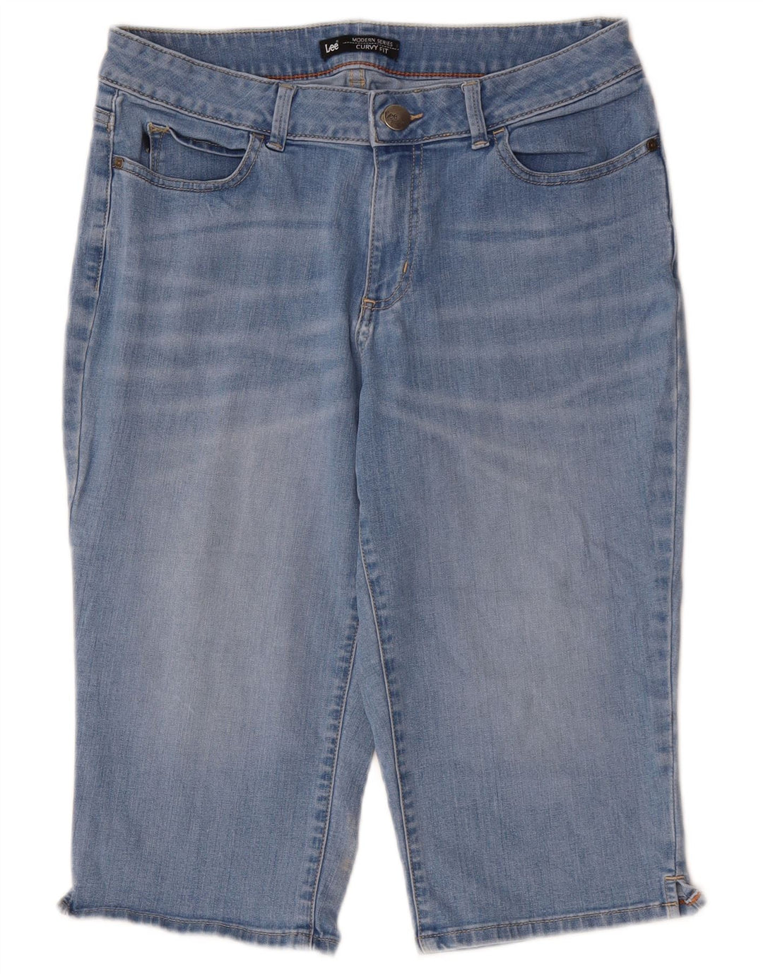 LEE Womens Modern Series Curvy Capri Jeans US 12 Large W30 L17 Blue Cotton