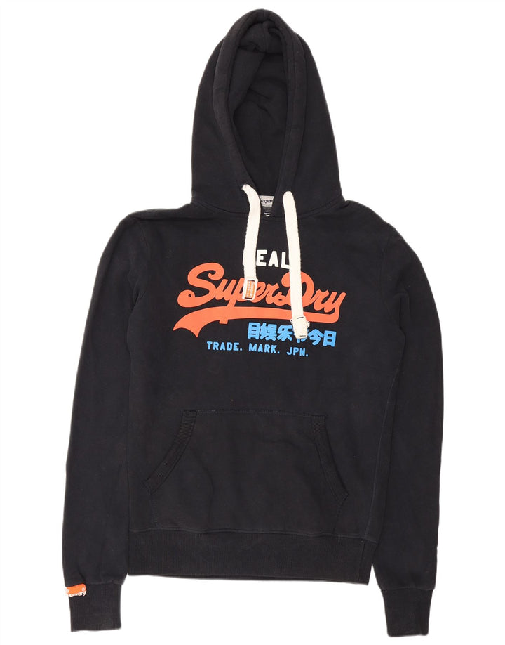 Superdry Mens Graphic Hoodie Jumper Small Black Cotton