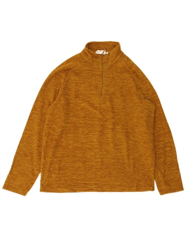 Mountain Warehouse Mens Zip Neck Fleece Jumper Large Yellow Flecked
