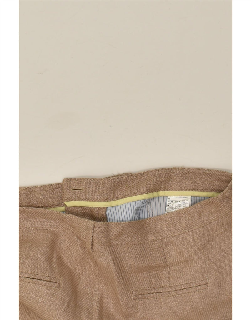 BENETTON Womens Straight Cropped Trousers IT 48 XL W36 L26 Brown Linen | Vintage Benetton | Thrift | Second-Hand Benetton | Used Clothing | Messina Hembry 