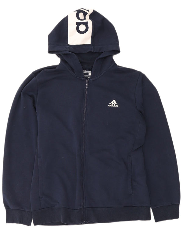 Adidas Mens Graphic Zip Hoodie Sweater Large Navy Blue Cotton Sports