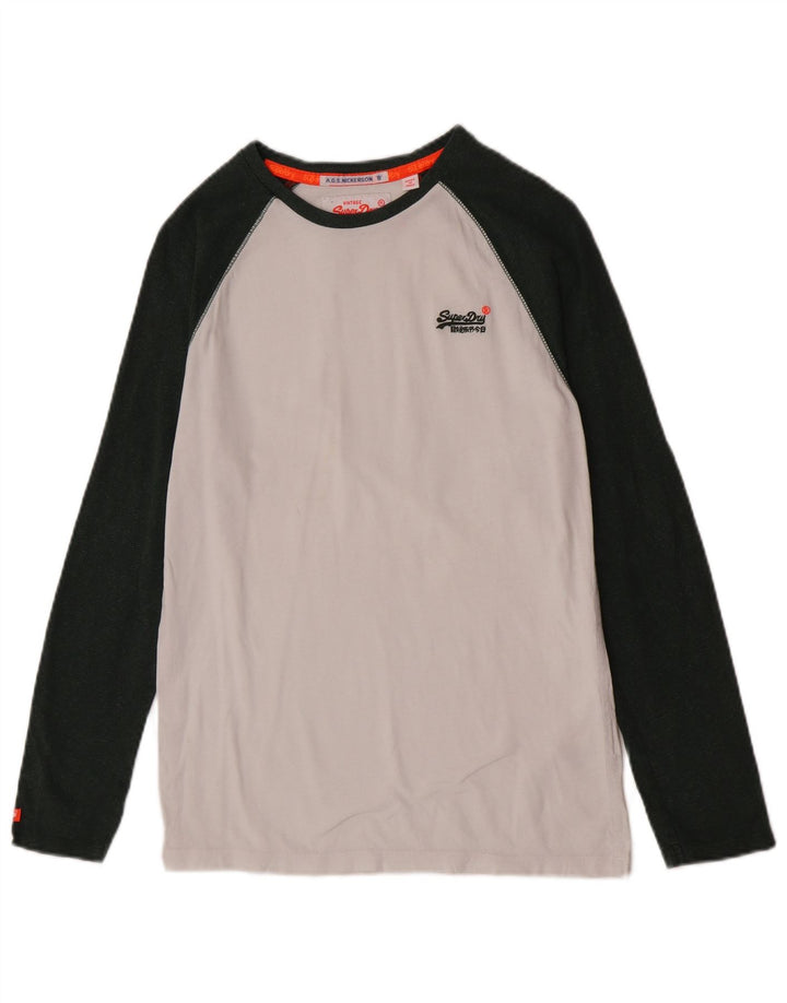 Superdry Mens Top Long Sleeve Small White Colourblock Cotton