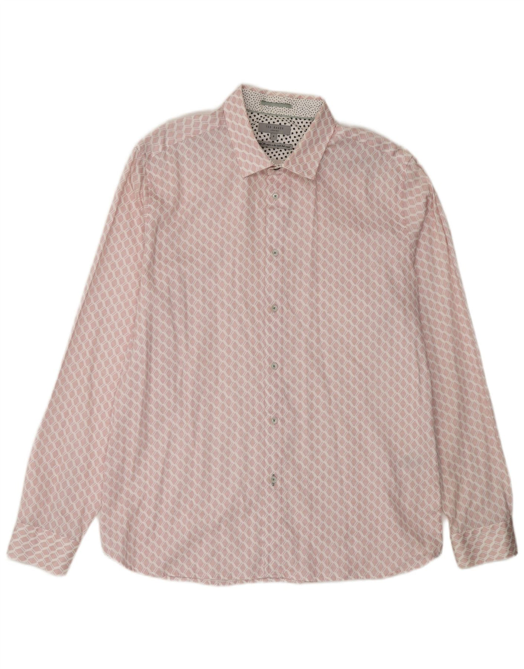 TED BAKER Mens Shirt Size 6 2XL Pink Geometric Cotton