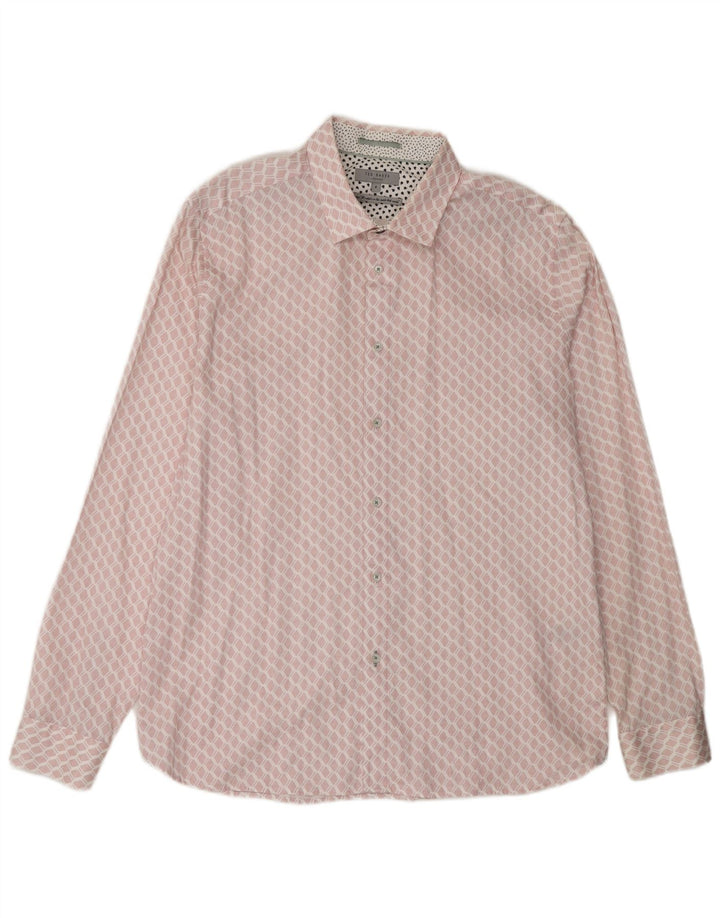 TED BAKER Mens Shirt Size 6 2XL Pink Geometric Cotton