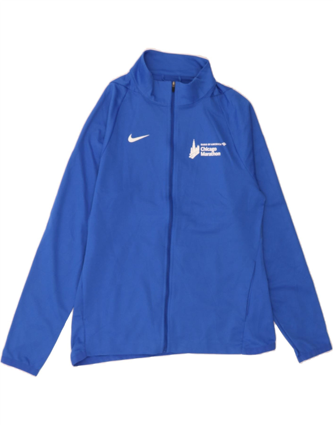 NIKE Womens Dri Fit Graphic Tracksuit Top Jacket UK 14 Medium Blue Vintage Nike and Second-Hand Nike from Messina Hembry 