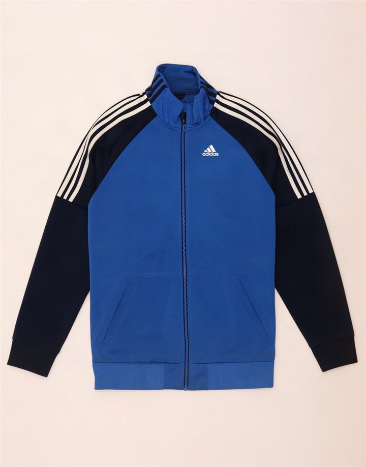 Adidas Mens Tracksuit Top Jacket Large Blue Colourblock Polyester