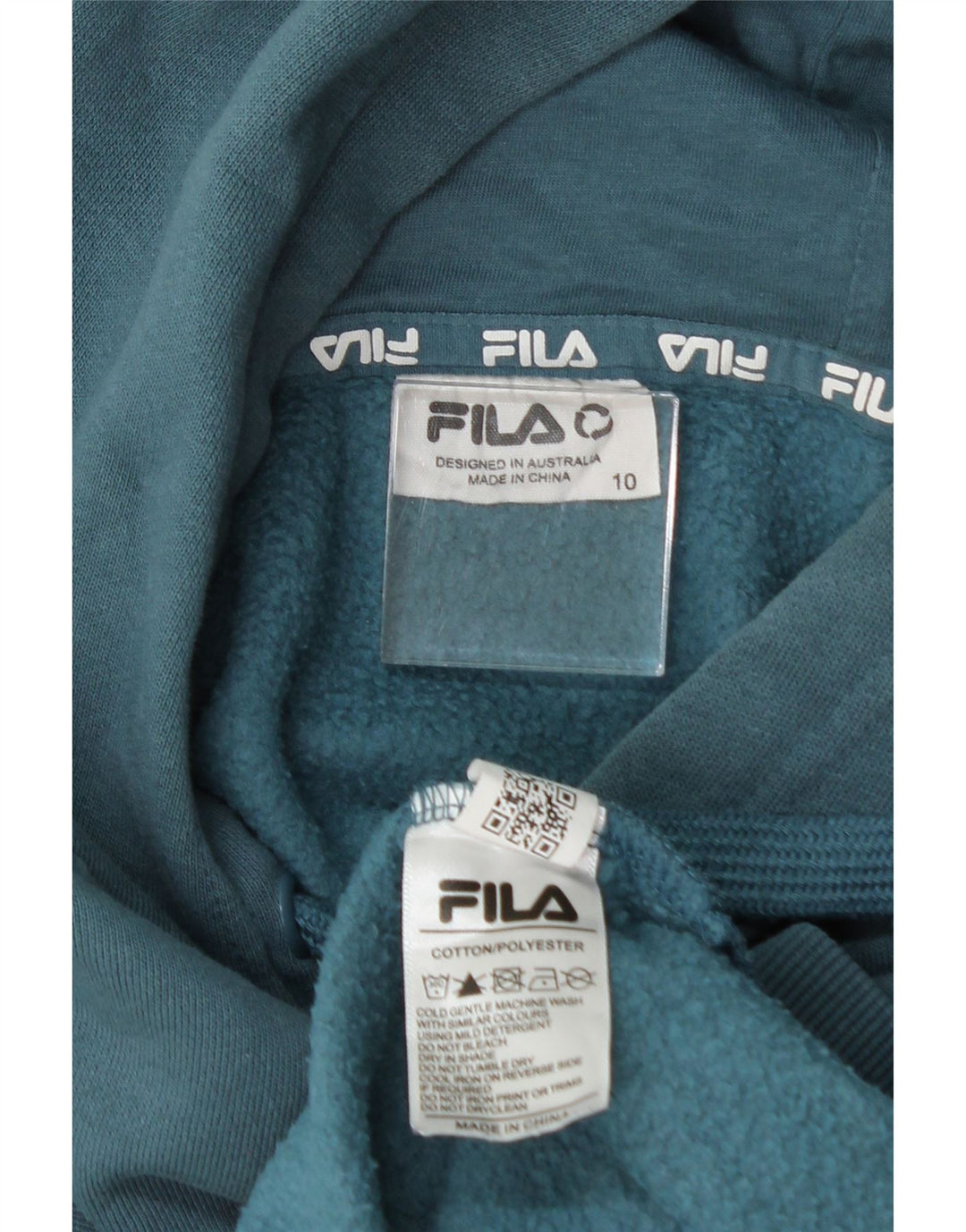 FILA Womens Oversized Hoodie Jumper UK 10 Small Blue Cotton Vintage Fila and Second-Hand Fila from Messina Hembry 