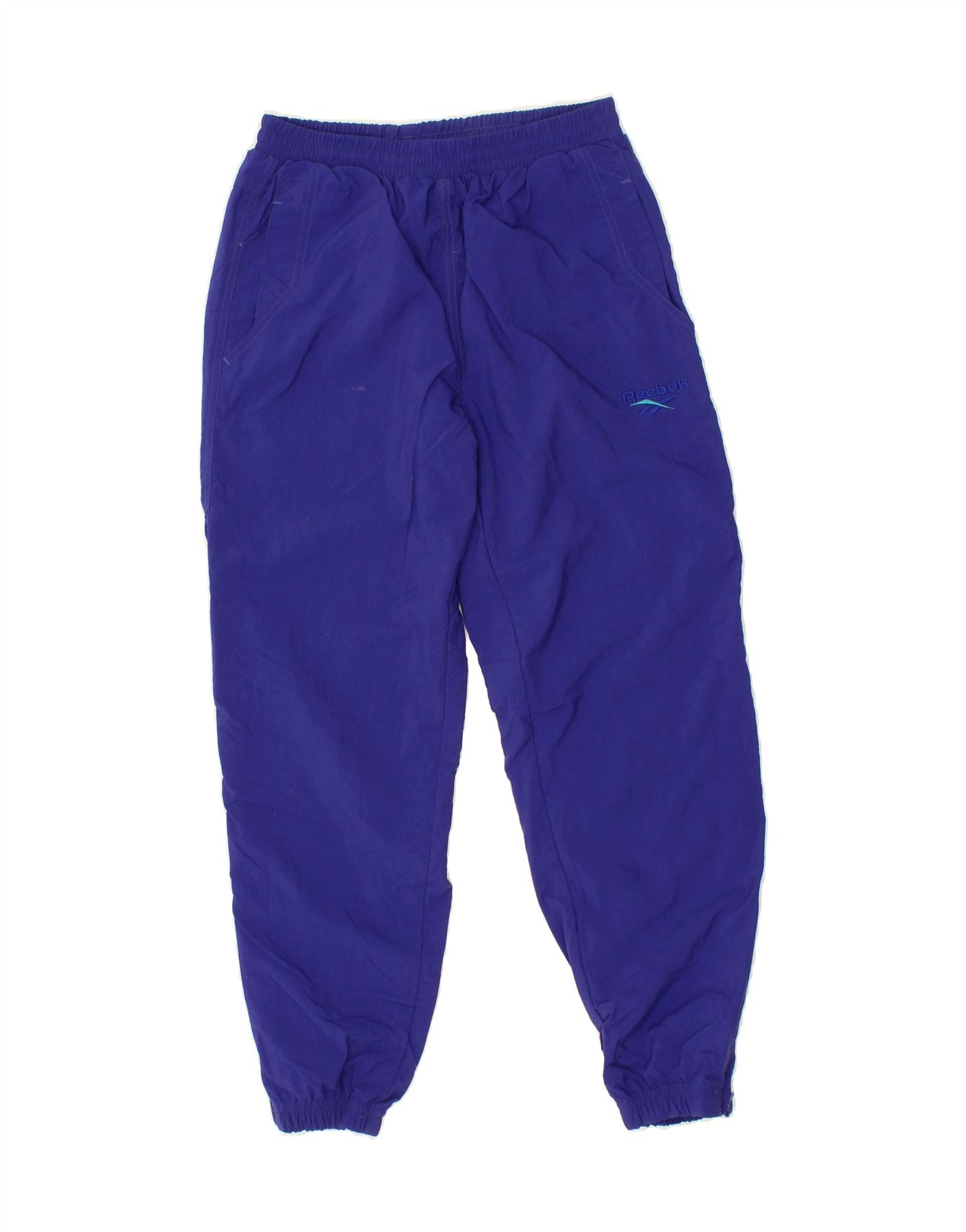 REEBOK Womens Tracksuit Trousers Joggers UK 14 Large Blue Nylon