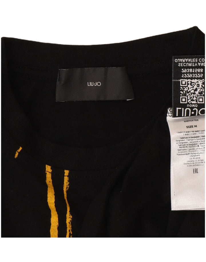 Liu Jo Mens Graphic T-Shirt Top Medium Black Cotton