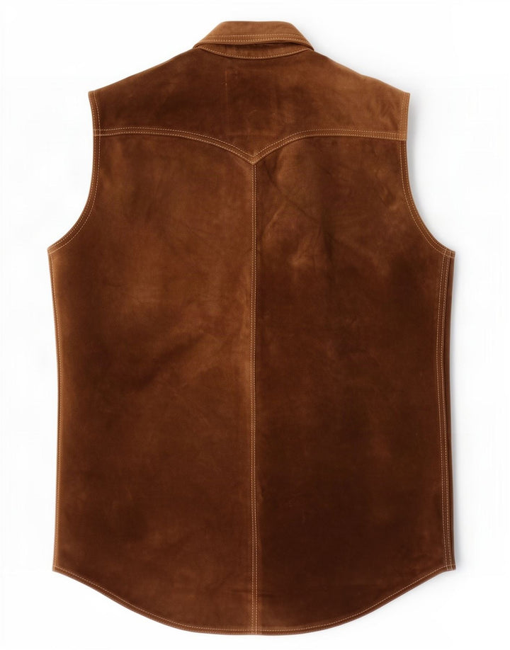 Vintage Mens Suede Gilet UK 36 Small Brown
