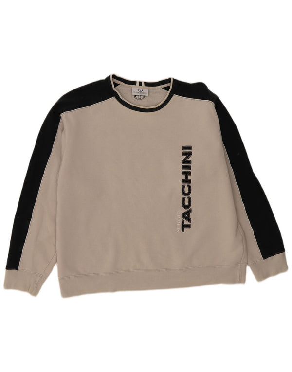Sergio Tacchini Mens Graphic Sweatshirt Jumper 3XL Grey Colourblock Cotton