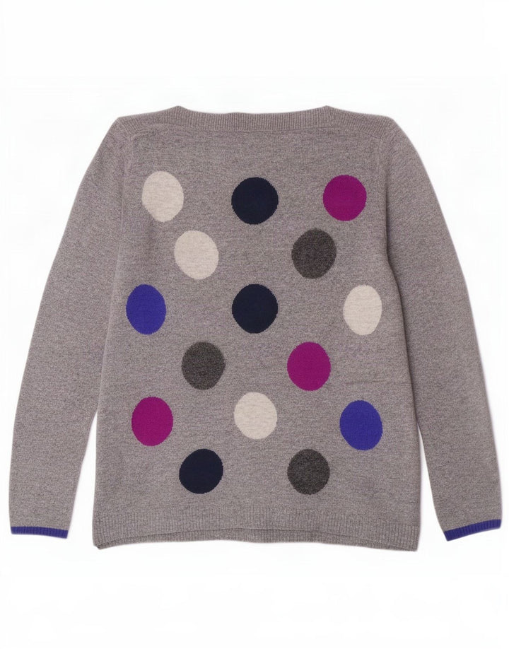 White Stuff Womens Boat Neck Jumper Sweater UK 10 Small Grey Geometric