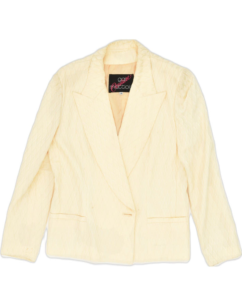 GAI MATTIOLO Womens 1 Button Blazer Jacket IT 46 Large Beige Acetate | Vintage Gai Mattiolo | Thrift | Second-Hand Gai Mattiolo | Used Clothing | Messina Hembry 