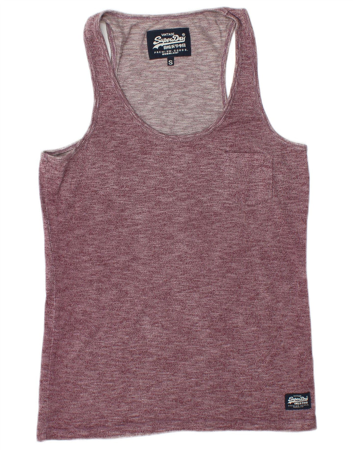 SUPERDRY Mens Vest Top Small Burgundy Cotton