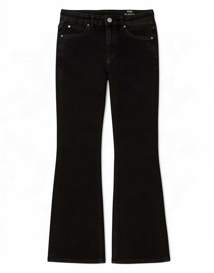 Marks & Spencer Womens Eva Bootcut Jeans UK 10 Small W27 L27 Black