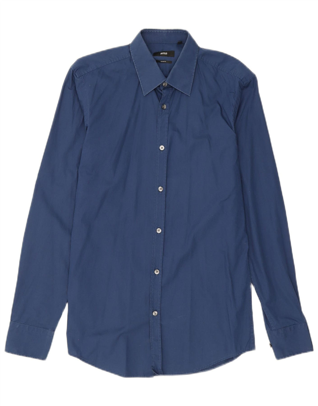 HUGO BOSS Mens Slim Fit Shirt Size 38 15 Medium Navy Blue Cotton