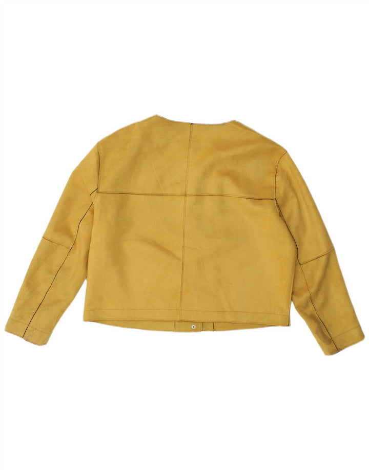Zara Womens Crop Bomber Jacket UK 16 Large Yellow