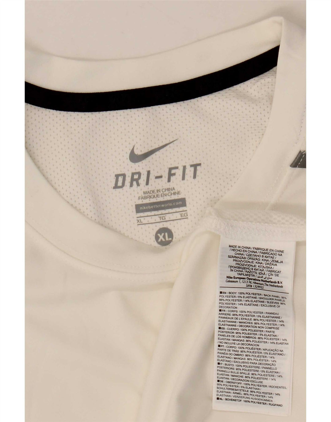 Nike Mens Dri Fit T-Shirt Top XL White Polyester