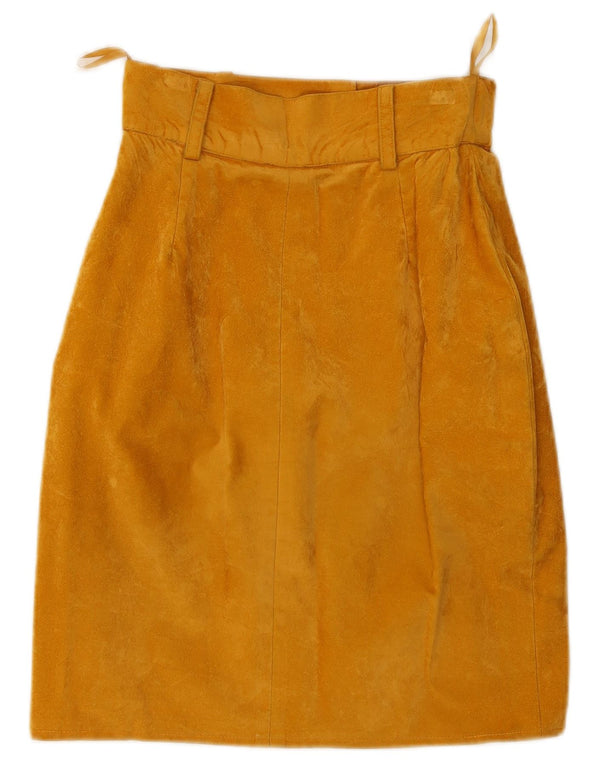 Vintage Womens High Waist Pencil Skirt Medium W26 Yellow Cotton