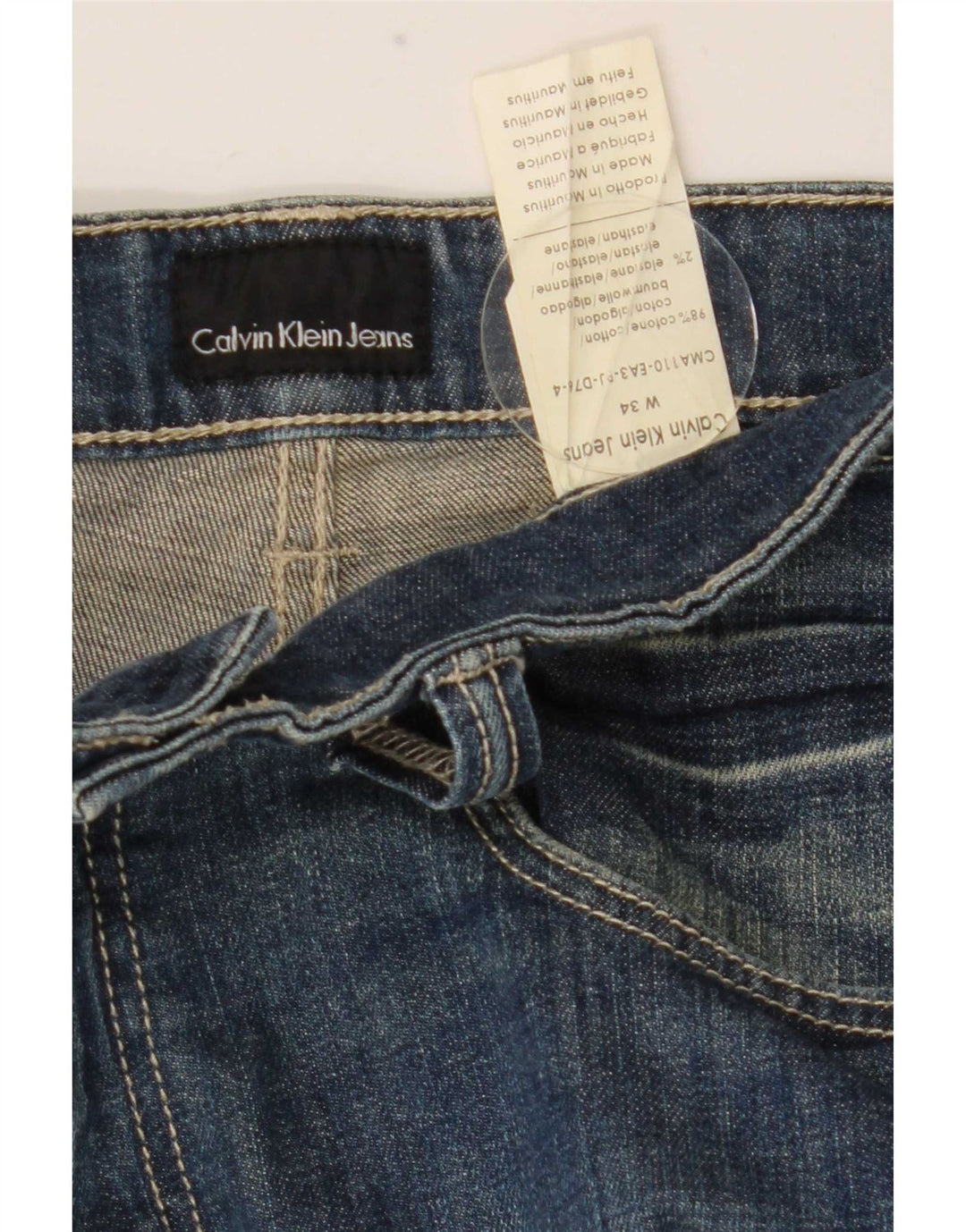 Calvin Klein Mens Straight Jeans W34 L34 Blue Cotton