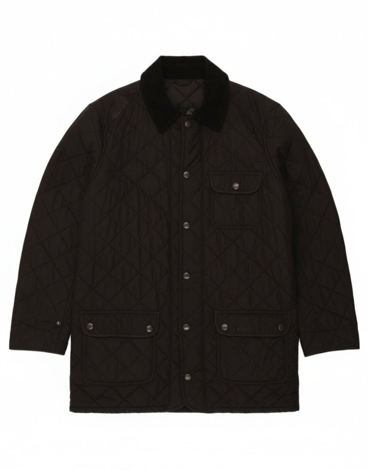 Barbour Mens Quilted Overcoat UK 40 Large Black Polyester