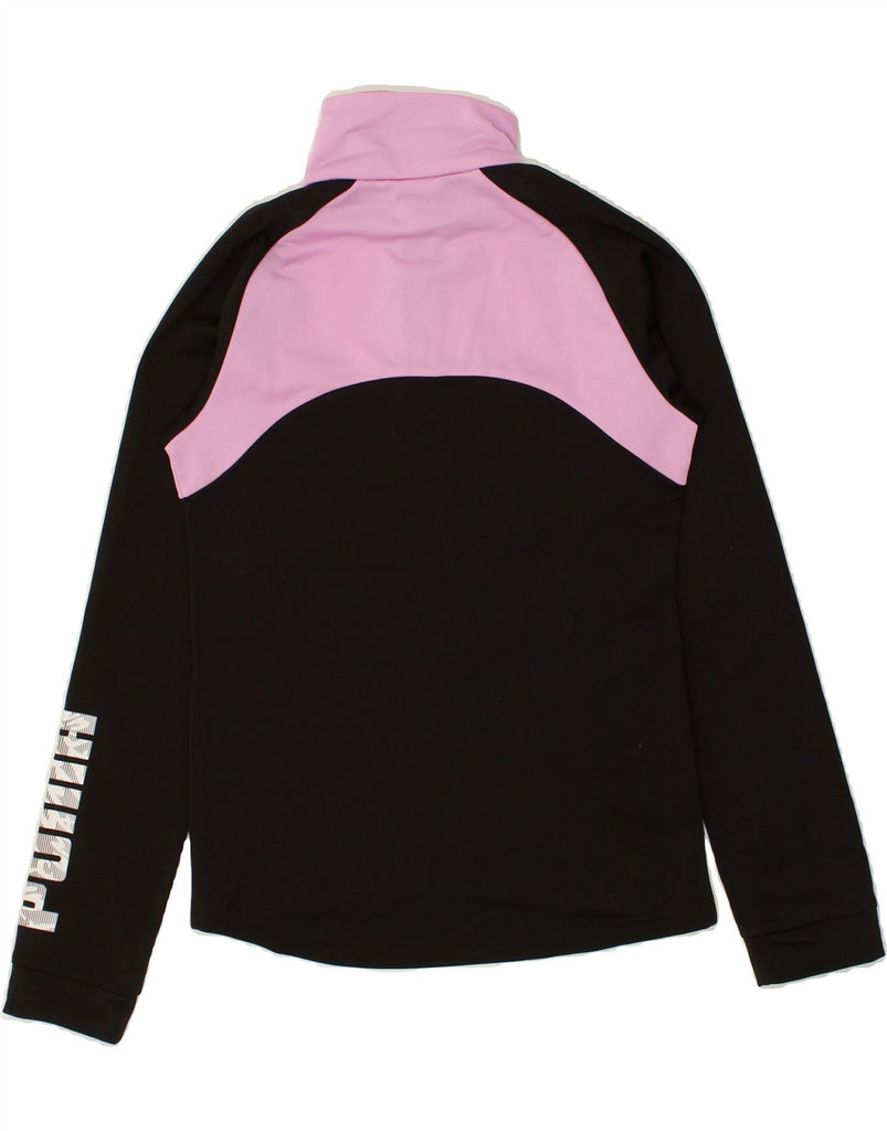 PUMA Girls Graphic Tracksuit Top Jacket 13-14 Years Black Colourblock | Vintage Puma | Thrift | Second-Hand Puma | Used Clothing | Messina Hembry 