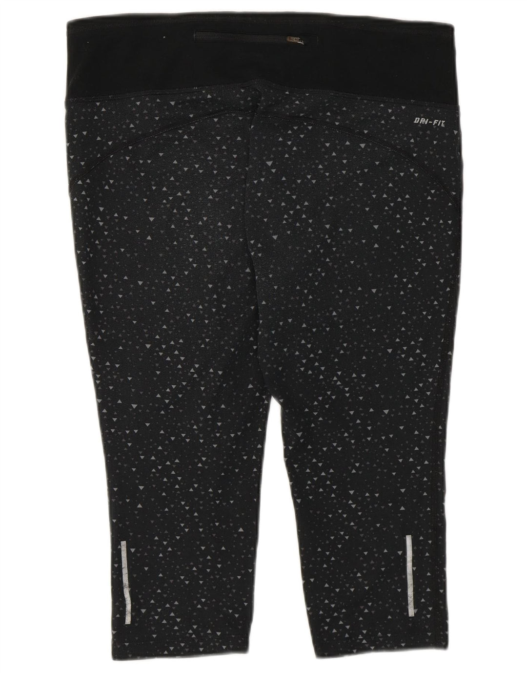 Nike Womens Dri Fit Capri Leggings UK 16 Large  Black Geometric Polyester