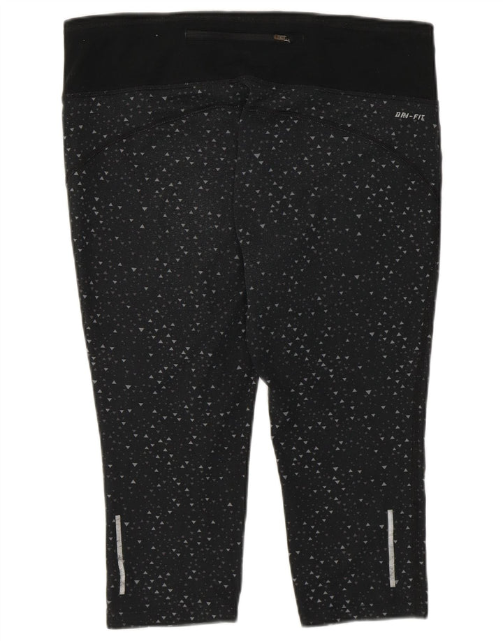 Nike Womens Dri Fit Capri Leggings UK 16 Large  Black Geometric Polyester