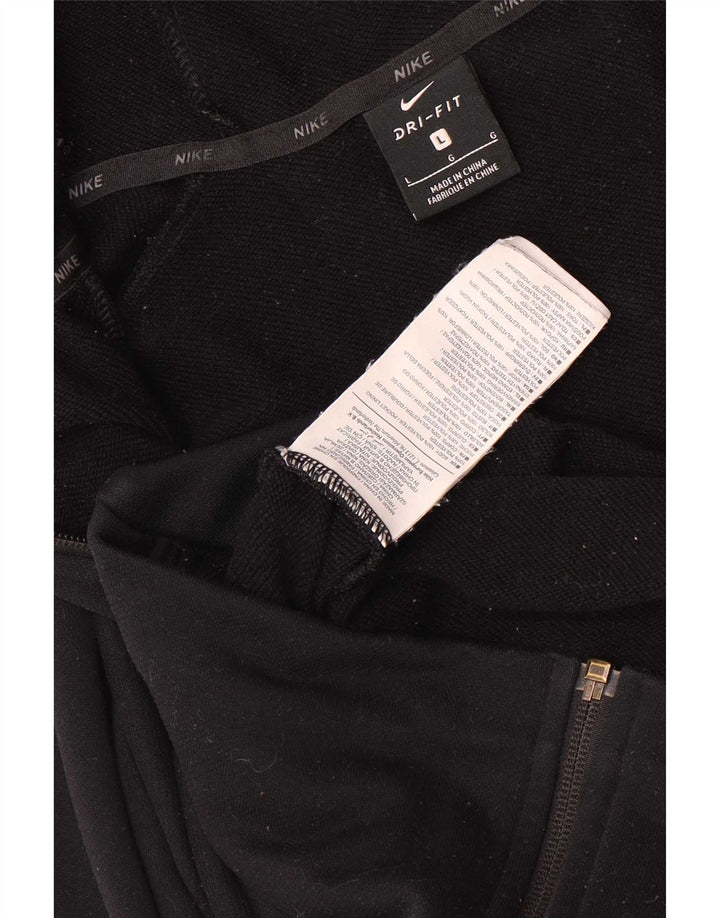 Nike Mens Dri Fit Graphic Zip Hoodie Sweater Large Black Polyester