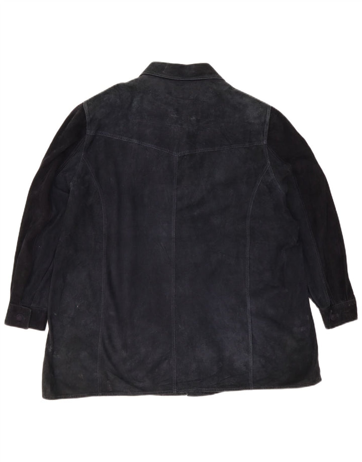 Vintage Womens Suede Jacket UK 18 XL Navy Blue