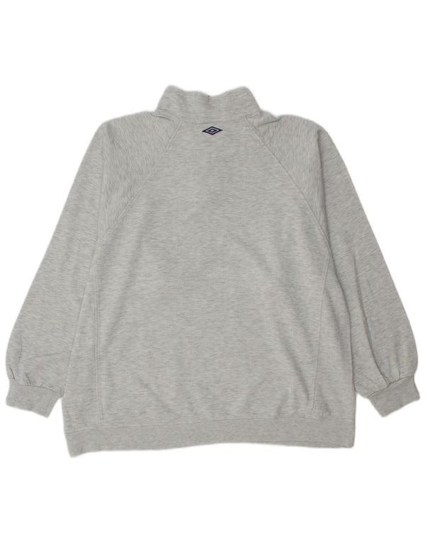 Umbro Mens Graphic Zip Neck Sweatshirt Jumper Large Grey Flecked Cotton