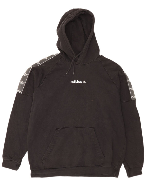 Adidas Mens Graphic Hoodie Jumper XL Black Cotton