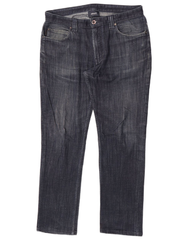 Armani Mens Straight Jeans W33 L29 Blue Cotton