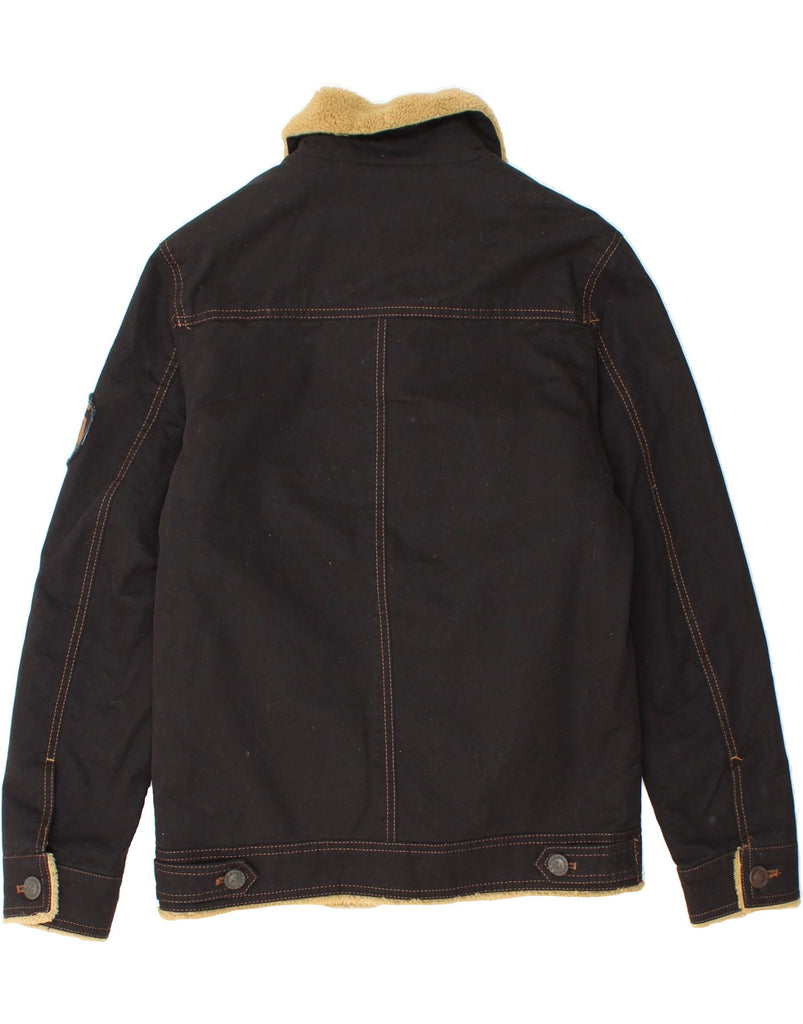 VINTAGE Mens Denim Sherpa Jacket UK 38 Medium Black Vintage Vintage and Second-Hand Vintage from Messina Hembry 