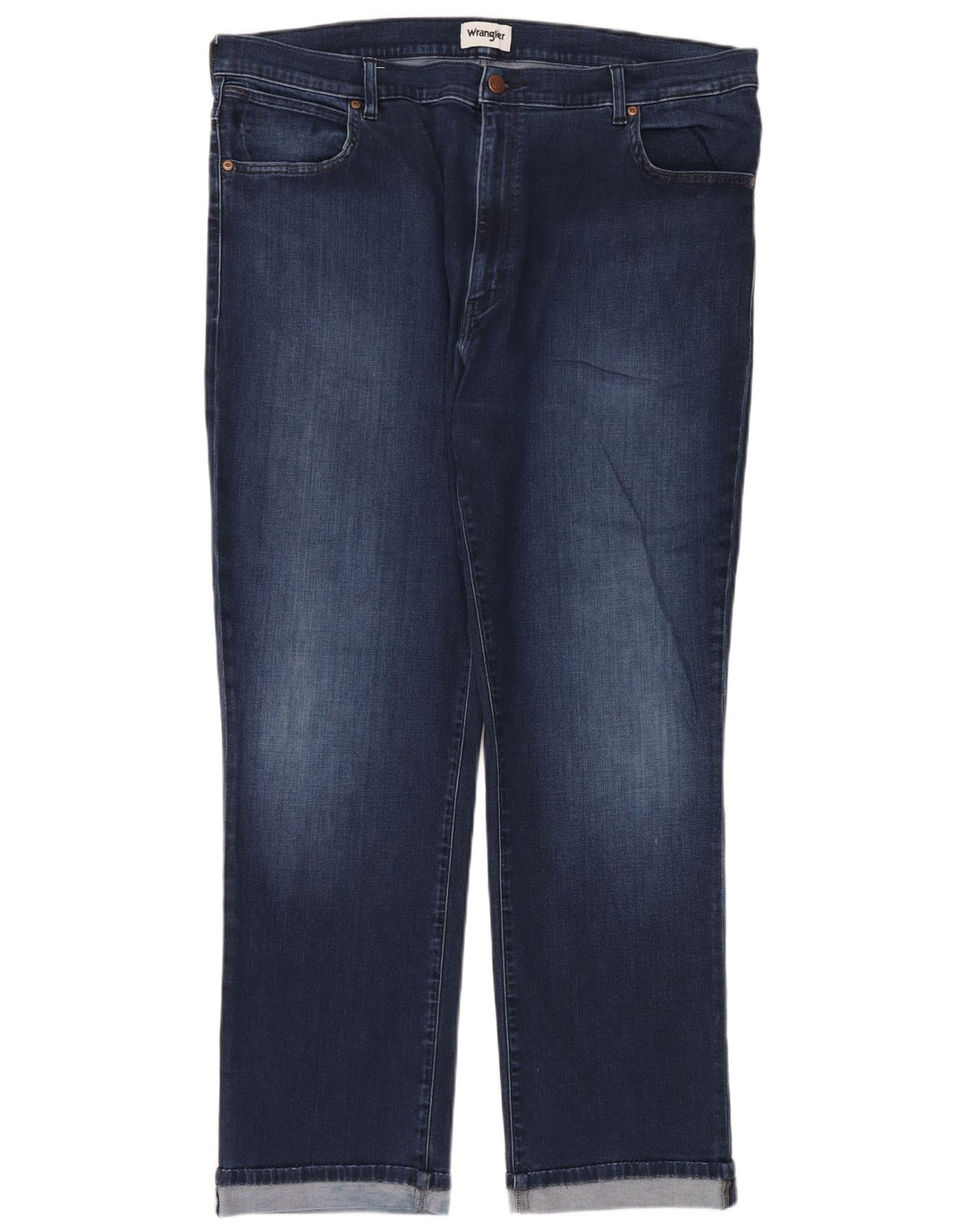 Wrangler Mens Texas Straight Jeans W44 L32 Navy Blue Cotton